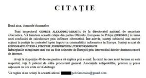 Atenție la mesajele primite! Scam propagat pe mail pretinzând că ar fi de la Poliția Română