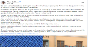 În loc să monteze camere de supraveghere și să trimită polițistii locali pe teren, primarul Coliban cere ajutorul brașovenilor