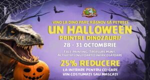 Halloween printre dinozauri! Activități înfricoșătoare, face painting și reducere de 25% la intrarea în Dino Parc Râșnov pentru vizitatorii care vin costumați