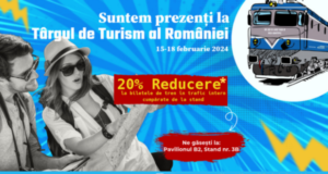 20% reducere la călătoria cu trenul pe rute interne pentru cei care cumpără de la standul CFR Călători aflat la Târgul de Turism al României