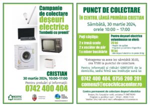 În comunele Cristian și Vulcan va fi organizată o Campanie de colectare deșeuri electrice - Tombolă cu premii 1 Imagine WhatsApp 2024 04 01 la 12.44.13 0a121874