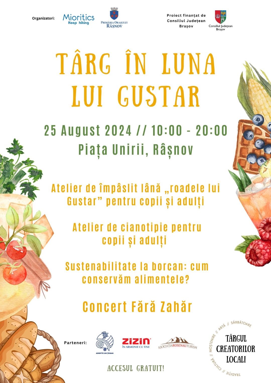 Târg în luna lui Gustar la Râșnov: ateliere de împâslit lână și cianotipie și concert Fără Zahăr 1 Imagine WhatsApp 2024 08 23 la 08.42.10 8410ceca