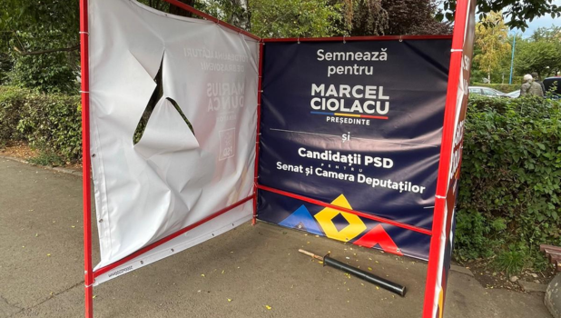 Un cort electoral PSD, din Brașov, a fost vandalizat. Marius Dunca: „Corturile celorlalte partide politice sunt amplasate de mai bine de două săptămâni și nu au fost vandalizate” (FOTO) 1 16.09 5 1