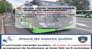 Modificare temporară a traseului 520 (Prejmer-Brașov) în perioada vacanței de vară