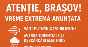 Atenție, Brașov! Vreme extremă anunțată: grindină, vijelii și descărcări electrice în următoarele ore!