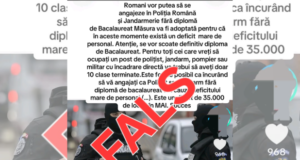 Farsă de 1 Aprilie, transformată în dezinformare. MAI dezminte recrutările fără bacalaureat