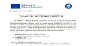 Concurs pentru postul de asistent medical comunitar la Ungra