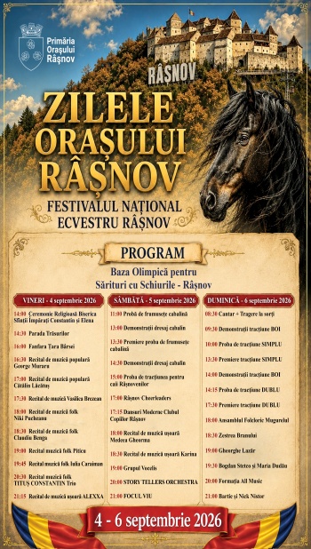 Festivalul Național Ecvestru va avea loc la Râșnov în perioada 4-6 septembrie. Vezi programul! 1 Afis Program Zilele Rasnovului 2026.jpg