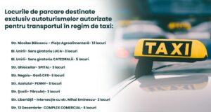 49 de locuri de parcare, rezervate exclusiv taxiurilor în Făgăraș. Șoferii care nu respectă noile reguli riscă amenzi