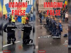 Jandarmeria Română dezminte imaginile cu persoane în uniforme care ar îngenunchea în fața mulțimii la Curtea de Apel București